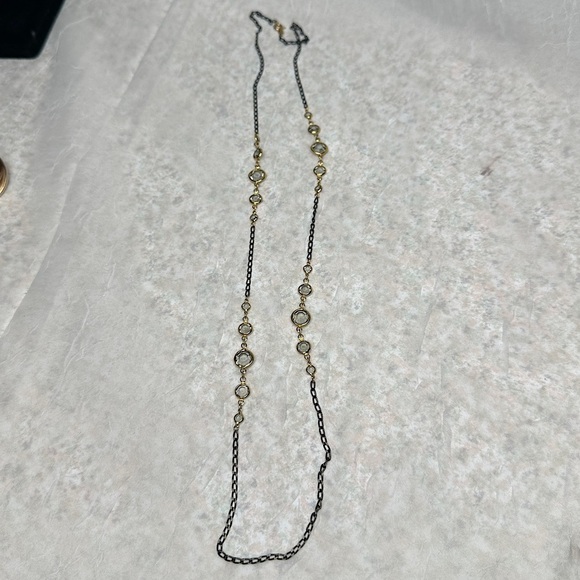 Vintage Signed Crown TRIFARI Necklace Gold Tone & Black  Chain Link Glass - Picture 4 of 15